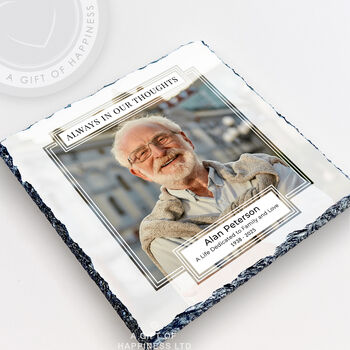 Always In Our Thoughts Personalised Memorial Photo Slate, 2 of 6