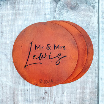 3rd Anniversary Surname Coasters For Couples, 2 of 4