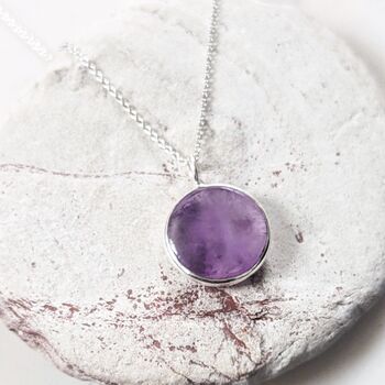 The Circle Amethyst February Birthstone Necklace Silver, 5 of 8