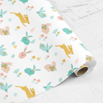 Spring Hare And Rabbit Wrapping Paper Roll Or Folded, 3 of 3