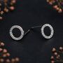 Sterling Silver Cz Karma Circle Stud Earrings, thumbnail 1 of 6