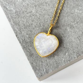 Rainbow Moonstone Gemstone Heart Pendant, 3 of 5