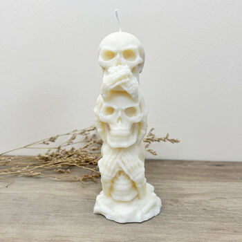 Skull Pillar Candle Halloween Skeleton Decoration, 2 of 8
