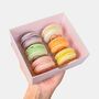 Love Hearts Sherbet Valentine's Macarons Gift Box Of Six, thumbnail 1 of 11