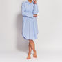 Women's Nightshirt In Blue And White Striped Flannel, thumbnail 1 of 4