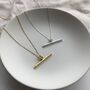 Delicate Textured T Bar Necklace, thumbnail 1 of 11