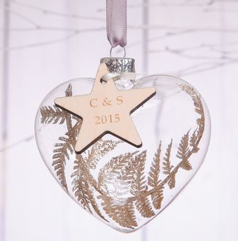 Personalised Couples Glass Heart Bauble, 2 of 3