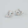 Sterling Silver Crystal Whale Stud Earrings, thumbnail 2 of 5