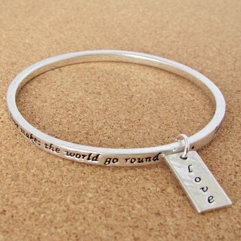 Silver Plated Love Engraved Bangle, 3 of 3
