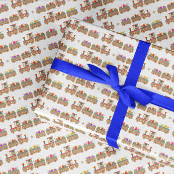 Gingerbread Train Wrapping Paper Roll Or Folded, 3 of 3