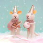 Pair Of Star And Snowball Pink Mice Felt Decorations, thumbnail 2 of 5
