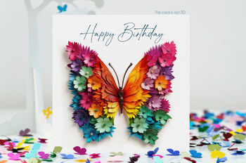 Birthday Butterfly Blue Hydrangea Bouquet Card, Not 3D, 6 of 12