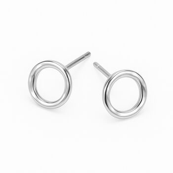 Sterling Silver Organic Open Hoop Stud Earrings – 10mm, 3 of 8