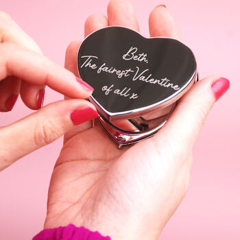 Personalised Silver Heart Compact Mirror, 2 of 6