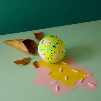 Neon Green, Yellow And Pastel Pink Ceramic Bauble, 3 of 5