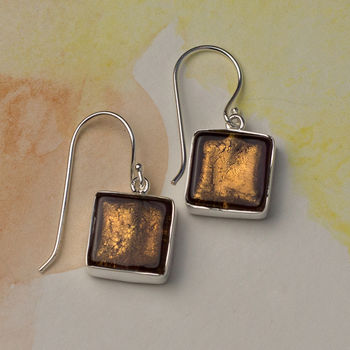 Murano Glass Square Drop Silver Earrings, 12 of 12