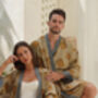 Gold Unisex Batik Silk Blend Kimono Robe Jacket, thumbnail 2 of 11