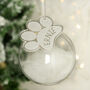 Personalised Pawprint White Feather Glass Bauble, thumbnail 1 of 3