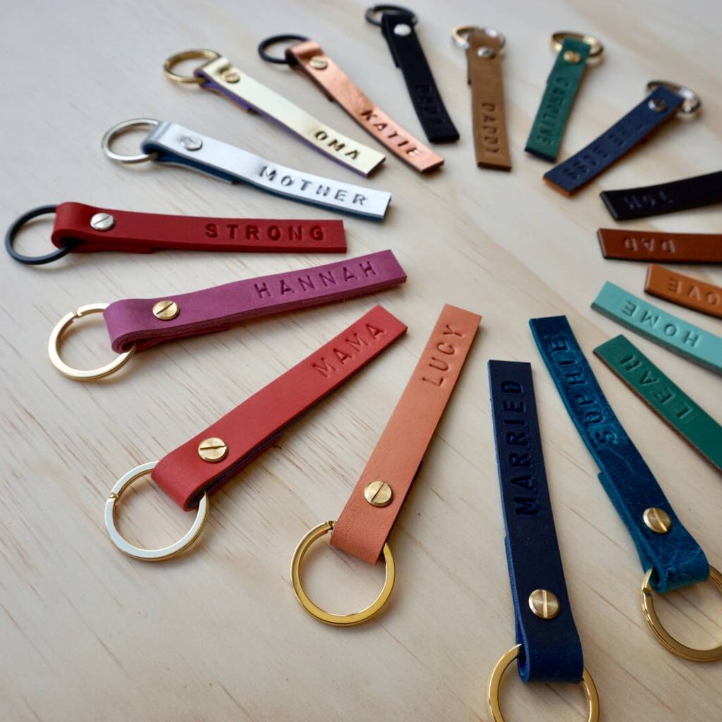 starling personalised leather keyrings by konoc