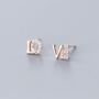 Rose Gold Colour Sterling Silver Love Stud Earrings, thumbnail 1 of 4