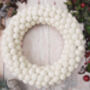White Christmas Felt Ball Door Wreath, thumbnail 2 of 4
