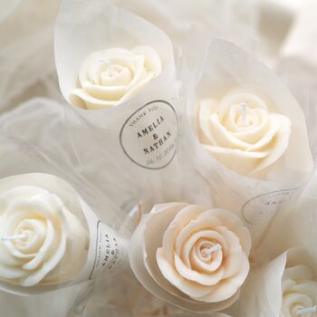 Personalised Wedding Rose Candle Party Favours, 4 of 9
