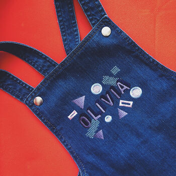 Personalised Name Embroidered Baby Dungarees, 10 of 12