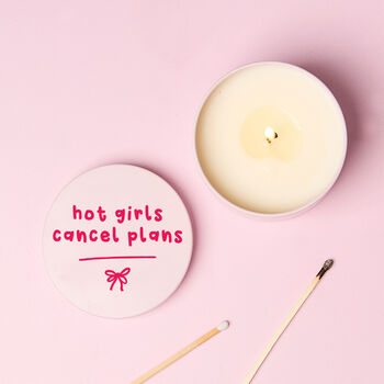 Funny Introvert Gift Hot Girls Cancel Plans Pink Tin Candle, 2 of 6