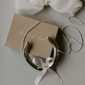 Personalised Ivory Chunky Pearl Cluster Lucky Wedding Horseshoe Gift, 2 of 11