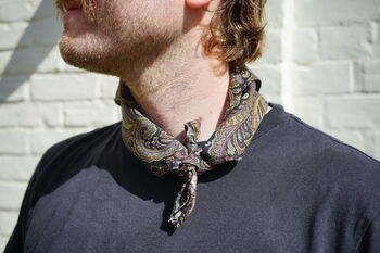 Mens Black Mixed Paisley Print Neckerchief, 7 of 12