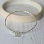 Sterling Silver Textured Tilted Heart Charm Bangle, thumbnail 3 of 7