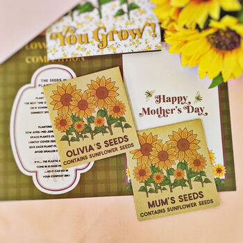 Personalised Sunflower Competition Mother's Day Card, 2 of 6