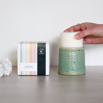 Speckled Clay Candle Pot With Refill Eucalyptus, 3 of 6