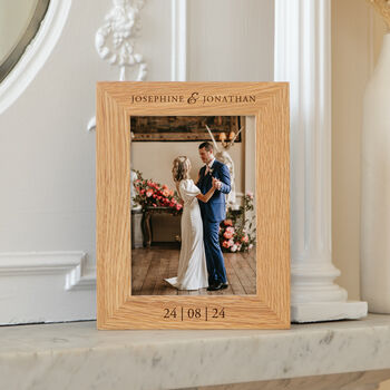 Personalised Oak Wedding Photo Frame, 3 of 4