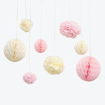 Pom Pom And Honeycomb Hanging Tissue Party Decorations, 2 of 4