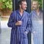 Men's 'Banbury Navy' Stripe Brushed Cotton Robe, thumbnail 2 of 3