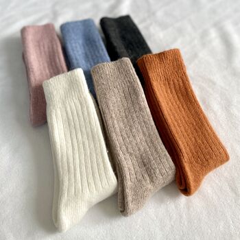 Ribbed Alpaca Wool Socks, 4 of 6