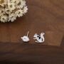 Mismatched Pine Cone And Squirrel Stud Earrings In Sterling Silver, thumbnail 7 of 12