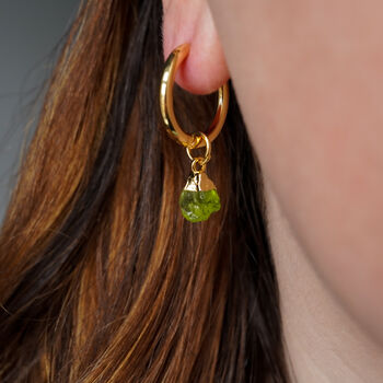 Peridot Gemstone Hoop Earrings, 2 of 10