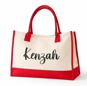 Personalised Heidi Canvas Panel Beach Shopper Tote Bag, 3 of 4
