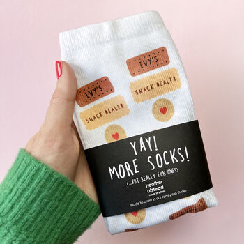 Personalised Funny Snack Dealer Father's Day Card Socks, 3 of 5