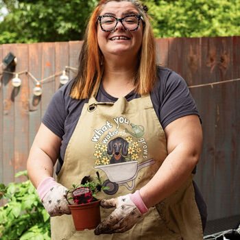 Personalised What You Water Grows Full Length Apron, 3 of 12