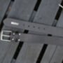 Premium Handmade Black English Leather Mens Belt, thumbnail 3 of 6