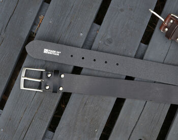 Premium Handmade Black English Leather Mens Belt, 3 of 6