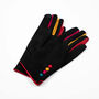 Jet Black Gloves With A Pop Of Colour, thumbnail 4 of 6