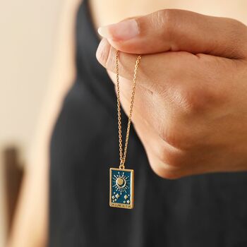 Enamel Moon Tarot Card Pendant Necklace In Gold Plating, 7 of 10