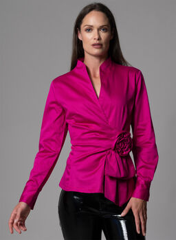 Barbara Fuchsia Evening Blouse With Bow And Rosette, 2 of 4