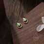 Aqua Green Opal Droplet Stud Earrings Sterling Silver, thumbnail 6 of 10