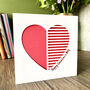 Stripey Heart Papercut Valentine's Card, thumbnail 1 of 4