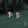 Cute Mushroom Stud Earrings In Sterling Silver, thumbnail 4 of 12